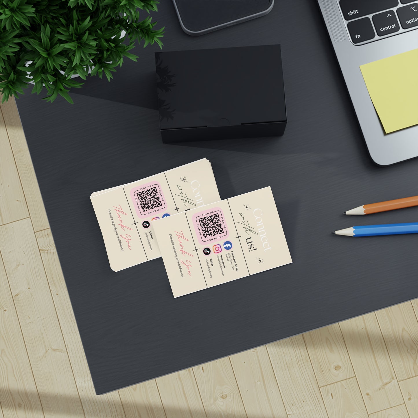 Boutique Leopard Logo Business Cards — 100 Pack (Connect & Thank You Design)