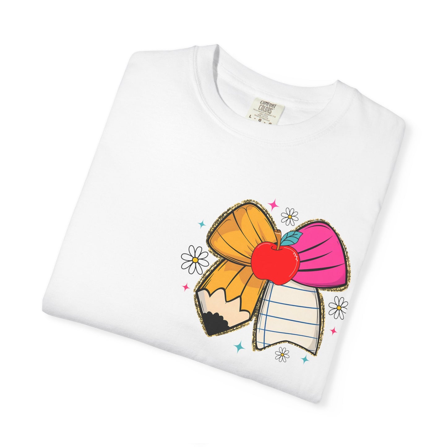 Teacher T-Shirt — "It Takes a Big Heart to Teach Little Minds" Cute Pencil & Bow Design