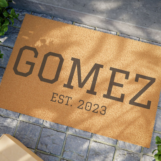 Personalized Family Doormat, Custom Welcome Mat for Home, Established Year Home Décor, Housewarming Gift, Family Name Entry Rug