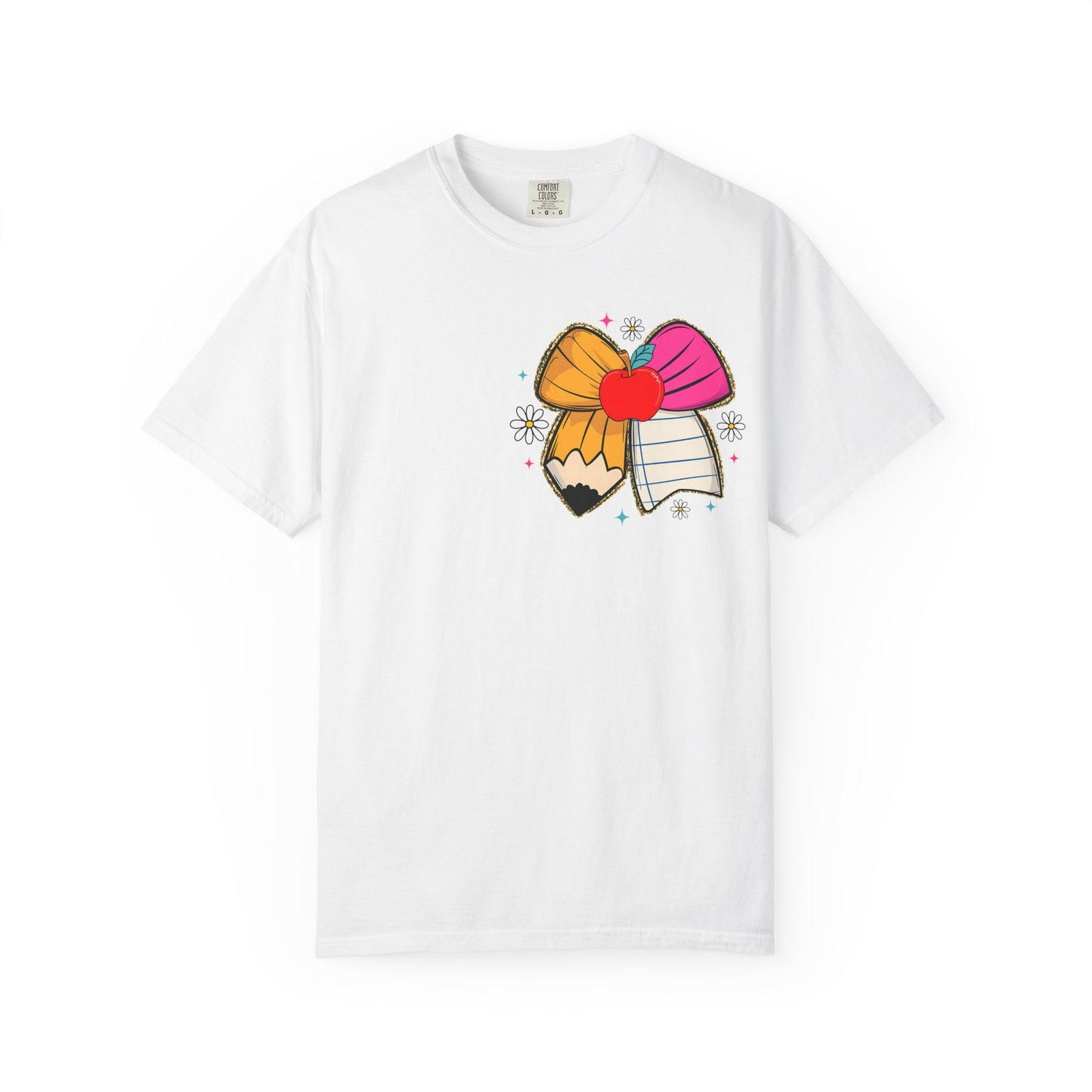 Teacher T-Shirt — "It Takes a Big Heart to Teach Little Minds" Cute Pencil & Bow Design