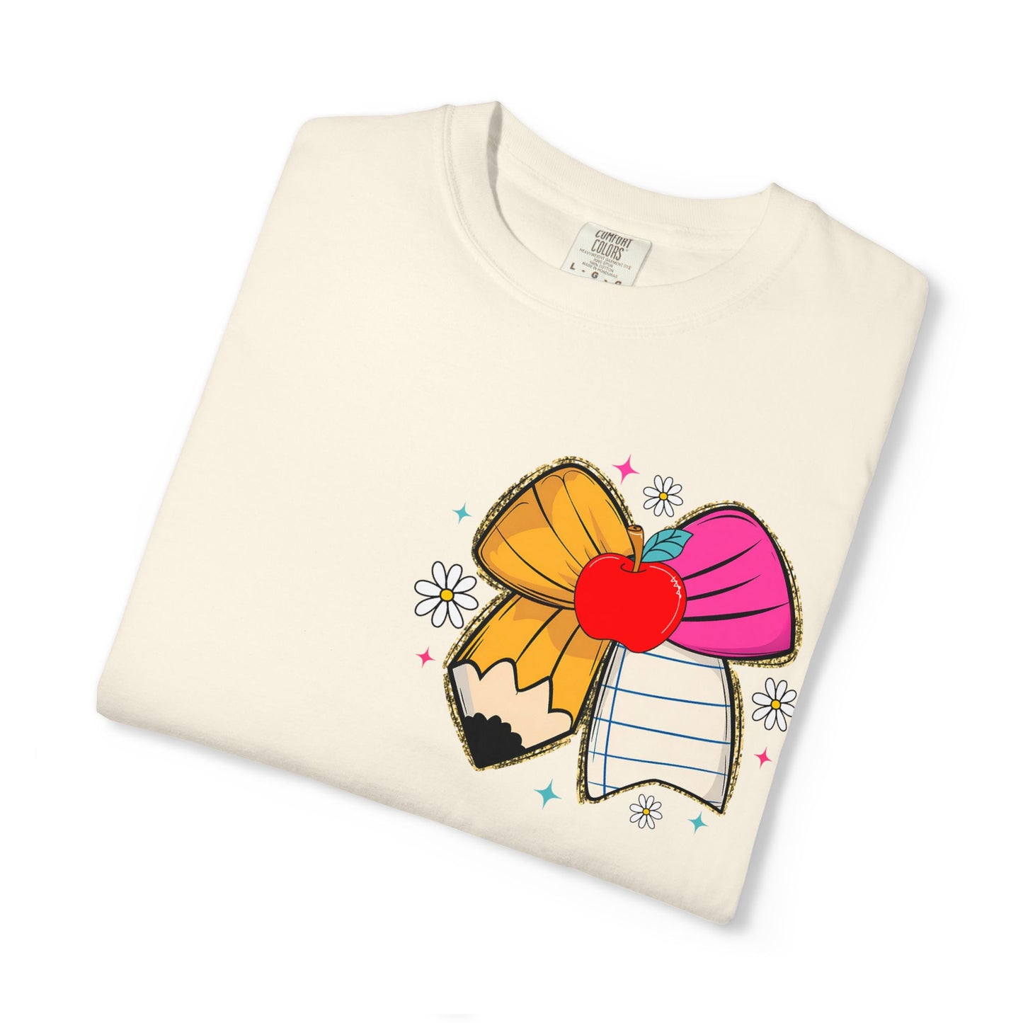 Teacher T-Shirt — "It Takes a Big Heart to Teach Little Minds" Cute Pencil & Bow Design
