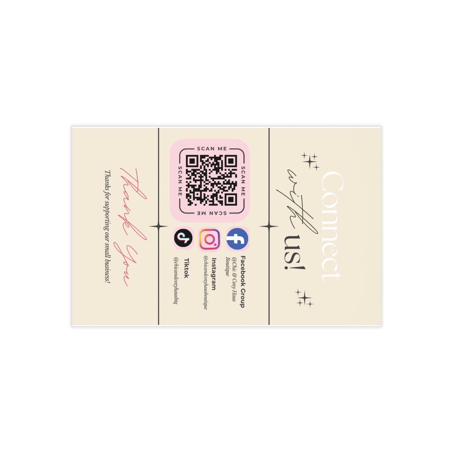 Boutique Leopard Logo Business Cards — 100 Pack (Connect & Thank You Design)