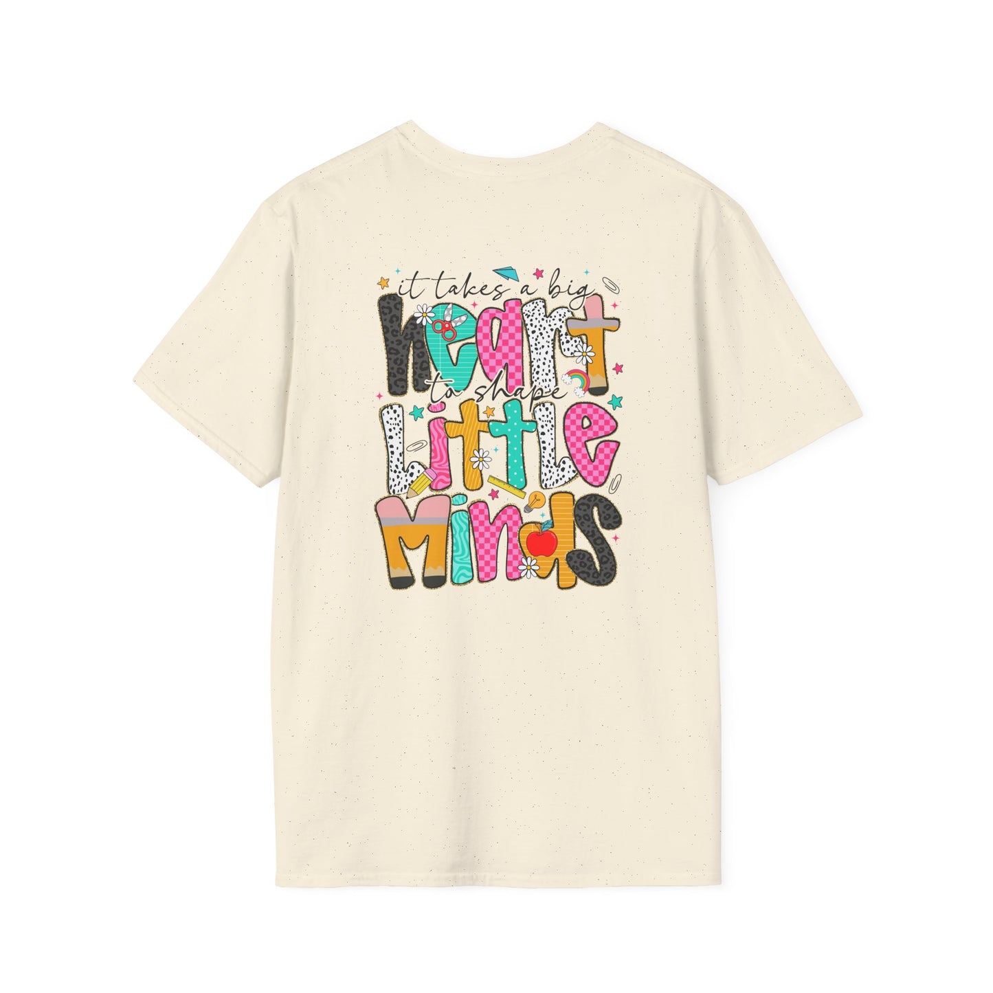 Teacher Gift T-Shirt — "It Takes a Big Heart to Teach Little Minds" Cute Pencil & Heart Design