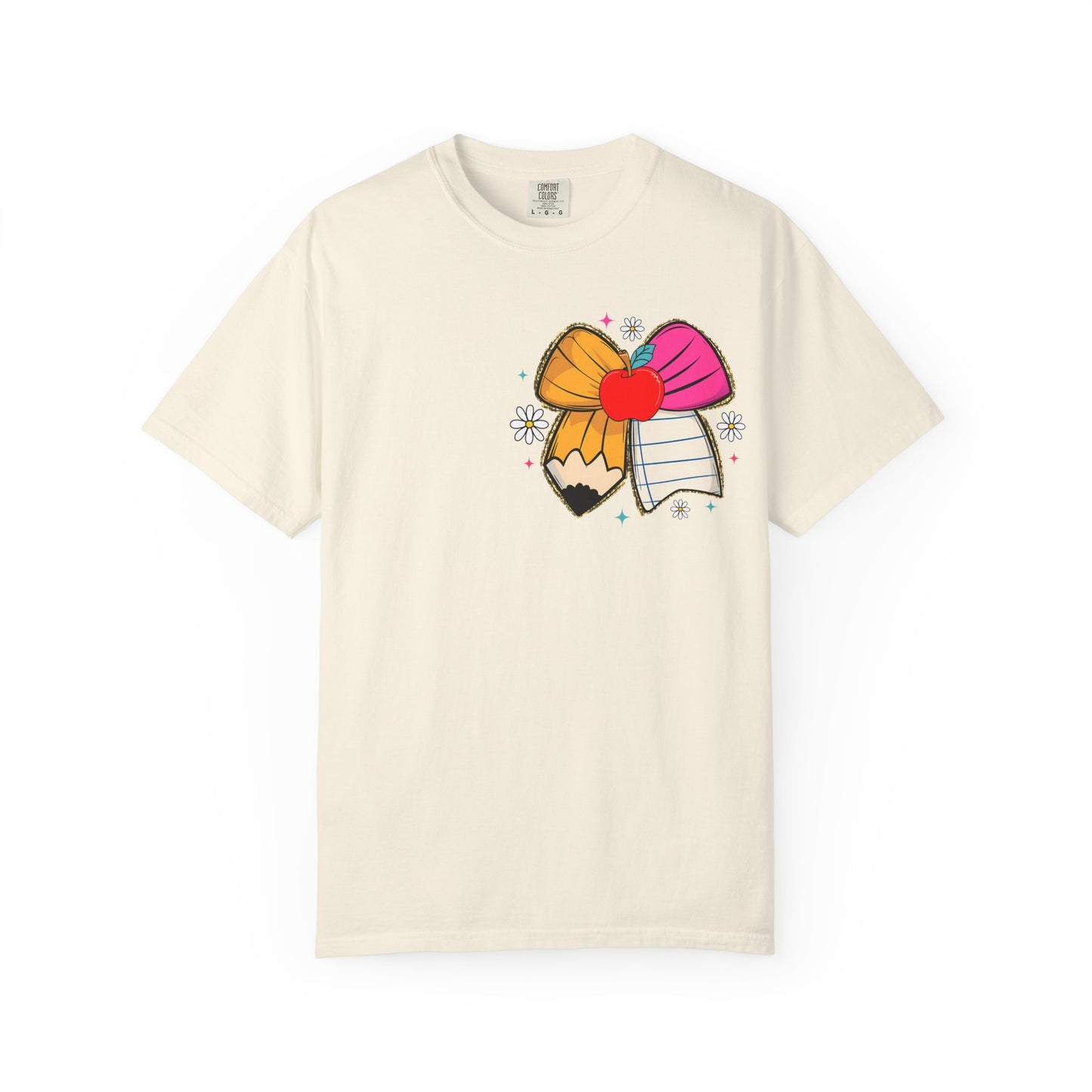 Teacher T-Shirt — "It Takes a Big Heart to Teach Little Minds" Cute Pencil & Bow Design