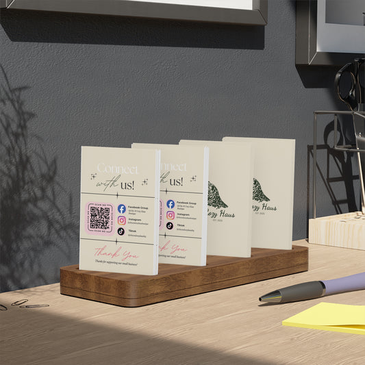 Boutique Leopard Logo Business Cards — 100 Pack (Connect & Thank You Design)