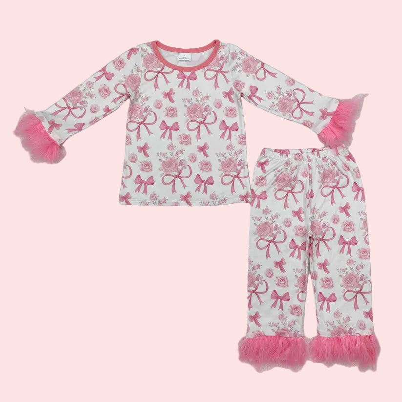 Fluffy Bow Valentine Pajamas